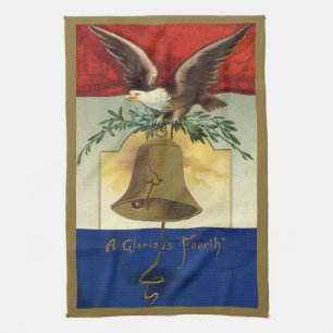Vintage 4. Juli mit Adler und Freiheitsglocke Ki Geschirrtuch