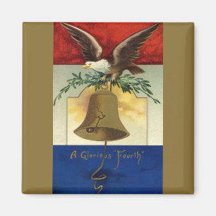 Vintage 4. Juli mit Adler und Freiheitsglocke Magnet