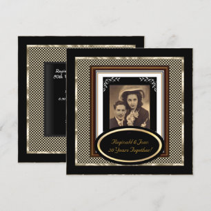 Vintage 50. Hochzeitsjubiläum Schwarz Sepia Gold Einladung