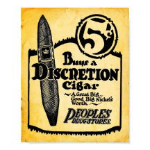 Vintage 5 Cent Discretion Zigarrendrucke