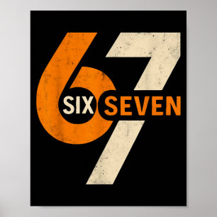 Vintage 67 Sechs Sieben 6 7 Zahl Retro 67 Meme Poster