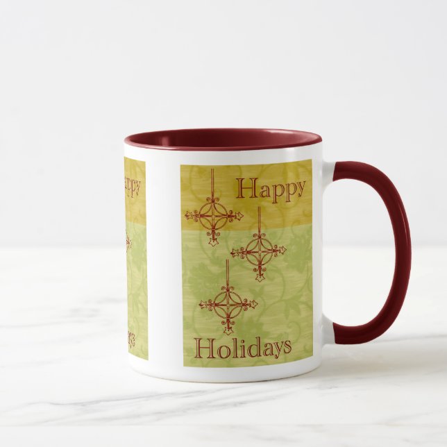 Vintage 70er Jahre Style Happy Holidays Tasse (Rechts)
