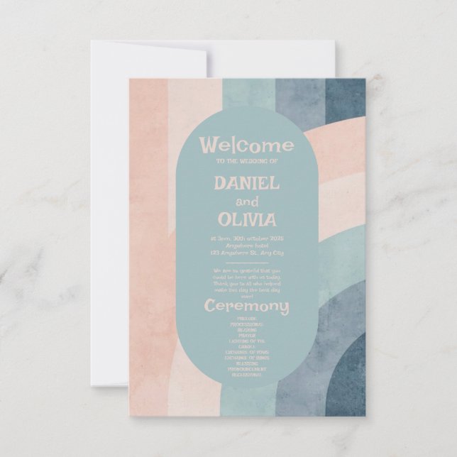 Vintage 70er Rainbow-Hochzeitsprogramme (Vorderseite)