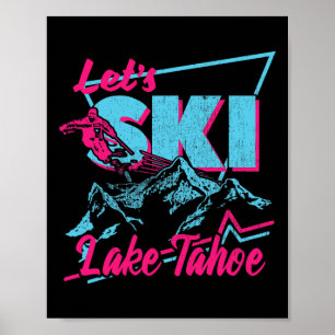 Vintage 80er 90er Skikleidung - Retro Lake Tahoe  Poster