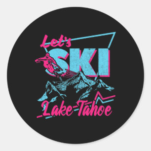 Vintage 80er 90er Skikleidung - Retro Lake Tahoe Runder Aufkleber