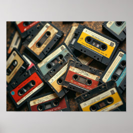 Vintage 80er Kassettenband Retro Audio Nostalgie Poster