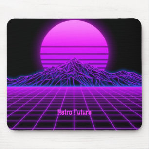 Vintage 80er Retrowave Bergszene Mousepad