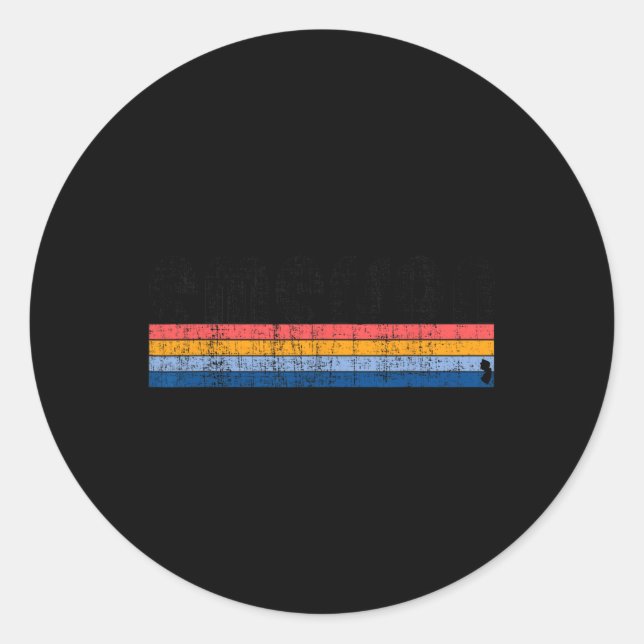 Vintage 80s Style Emerson Nj  Runder Aufkleber (Vorderseite)