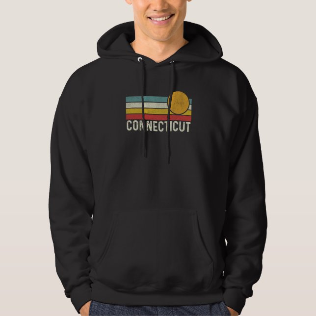 Vintage 80s Sunset Summer Retro Style Connecticut  Hoodie (Vorderseite)