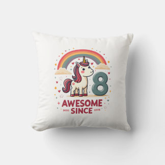 Vintage 8 Awesome Since 2018 Unicorn Birthday Rain Kissen