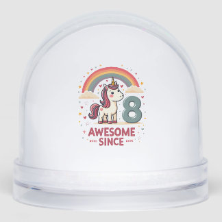 Vintage 8 Awesome Since 2018 Unicorn Birthday Rain Schneekugeln