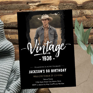 Vintage 90. Geburtstag Einladung