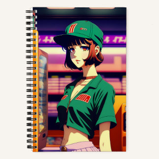 Vintage 90er Anime-Mädchen Stil Notizbuch