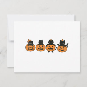 Vintage 90er Katzen Halloween Kürbis schwarze Katz Einladung