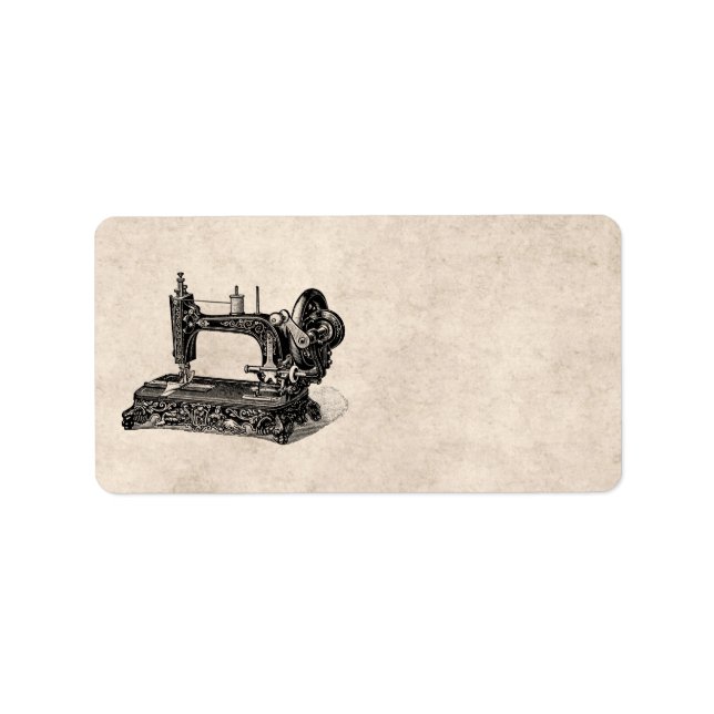Vintage Abbildung der Nähmaschine 1800 Adressaufkleber (Vorne)