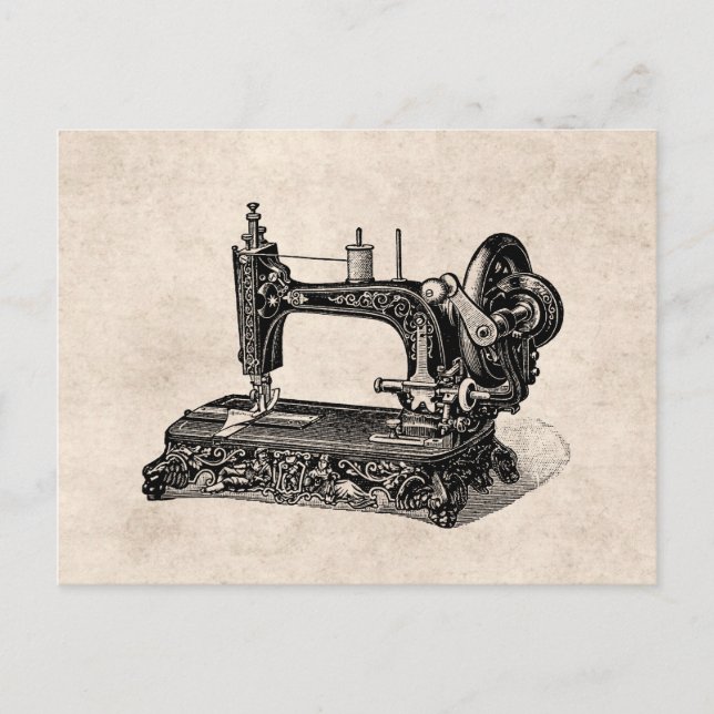 Vintage Abbildung der Nähmaschine 1800 Postkarte (Vorderseite)