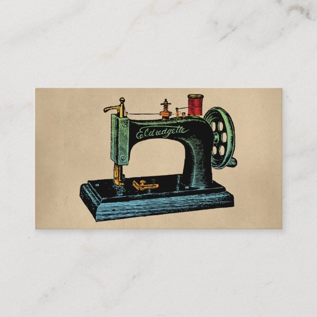 Vintage Abbildung der Nähmaschine Visitenkarte (Vorderseite)