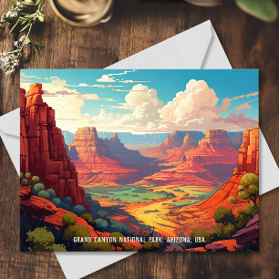 Vintage Abbildung des Grand Canyon Nationalparks Postkarte