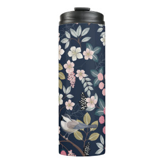 Vintage Abbildung eines nahtlosen Blumenmusters Thermosbecher