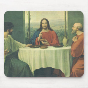 Vintage Abendessen in Emmaus mit Jesus Christus Mousepad