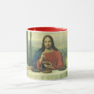 Vintage Abendessen in Emmaus mit Jesus Christus Tasse
