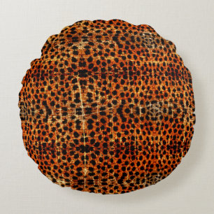 Vintage abgenutzt Grunge Gepard Tierprint Rundes Kissen