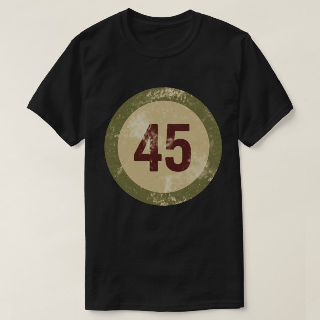 Vintage abgenutzt Nummer 45 T-Shirt (Design vorne)