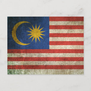 Vintage abgenutzte Flagge Malaysias Postkarte