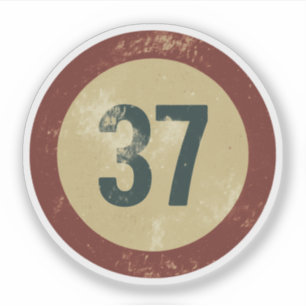 Vintage abgenutzte Nummer 37 Aufkleber