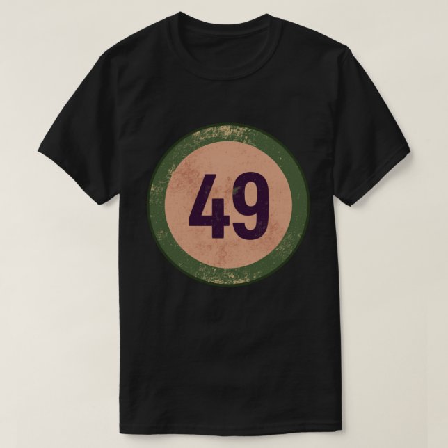 Vintage abgenutzte Nummer 49 T-Shirt (Design vorne)