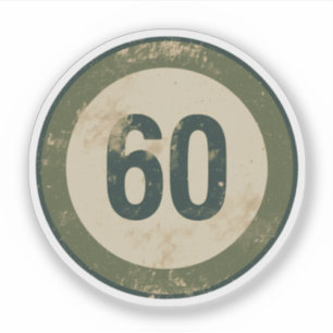 Vintage abgenutzte Nummer 60 Aufkleber
