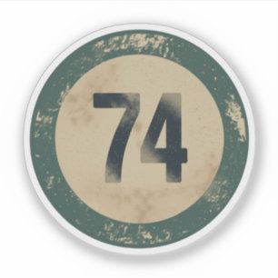 Vintage abgenutzte Nummer 74 Aufkleber