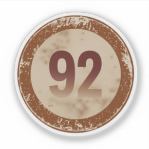 Vintage abgenutzte Nummer 92 Aufkleber