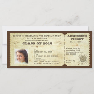 Vintage Abschluss-Tickets mit Foto Einladung