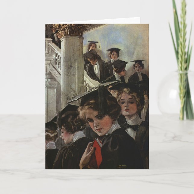 Vintage-Abschlussillustration für Frauen | Elegant Karte (Vorderseite)