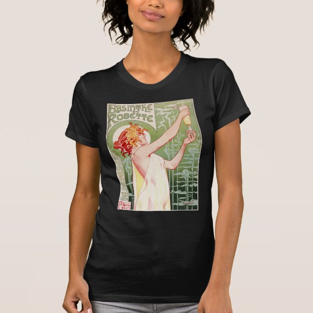 Vintage Absinth Robette und Jugendstil T-Shirt (Vorderseite)