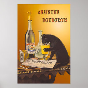 Vintage Absinthe Bourgeois Schwarze Katze Poster B