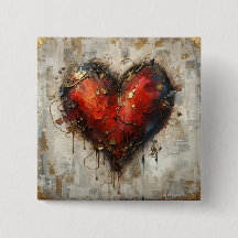 Vintage Abstract Hearts - Button