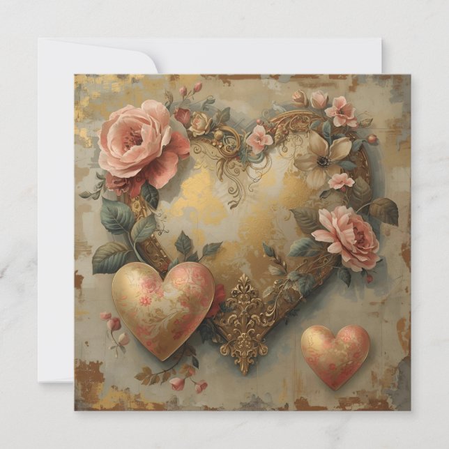 Vintage Abstract Hearts - Flat Card (Vorderseite)