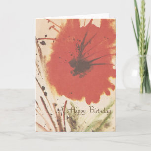 Vintage abstrakt rote Blume Geburtstag Karte