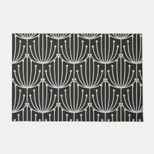 Vintage Abstrakte Blüte in Schwarz-Weiß-Muster Fußmatte