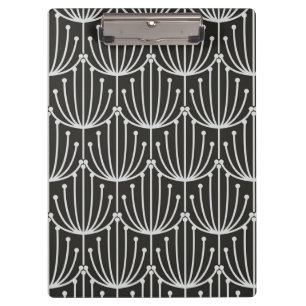 Vintage Abstrakte Blüte in Schwarz-Weiß-Muster Klemmbrett