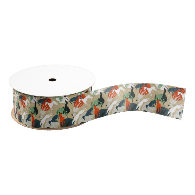 Vintage Abstrakte Jagdhunde Ripsband (Spule)