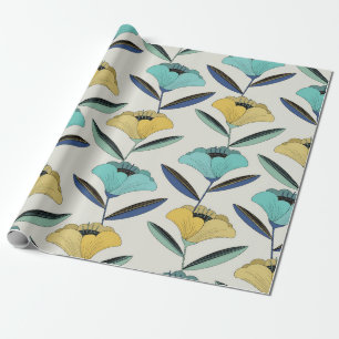 Vintage abstrakte Linie-Art Blumenmuster-Naht Geschenkpapier