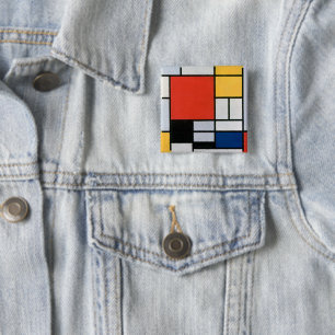 Vintage Abstrakte Zusammensetzung von Piet Mondria Button