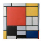 Vintage Abstrakte Zusammensetzung von Piet Mondria Fliese<br><div class="desc">Die Komposition mit Groß Rot, Gelb, Schwarz, Grau und Blau (1921) von Piet Mondrian ist eine Vintage abstrakte, feine Kunstkomposition, die asymmetrisch ist mit einem großen dominanten Farbblock, Rot, der durch die Verteilung kleiner gelber, bläulicher Graublöcke und Weißblöcke ausgeglichen wird. Die Komposition besteht aus dicken, schwarzen, horizontalen und vertikalen Linien,...</div>