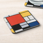 Vintage Abstrakte Zusammensetzung von Piet Mondria Getränkeuntersetzer<br><div class="desc">Die Komposition mit Groß Rot, Gelb, Schwarz, Grau und Blau (1921) von Piet Mondrian ist eine Vintage abstrakte, feine Kunstkomposition, die asymmetrisch ist mit einem großen dominanten Farbblock, Rot, der durch die Verteilung kleiner gelber, bläulicher Graublöcke und Weißblöcke ausgeglichen wird. Die Komposition besteht aus dicken, schwarzen, horizontalen und vertikalen Linien,...</div>