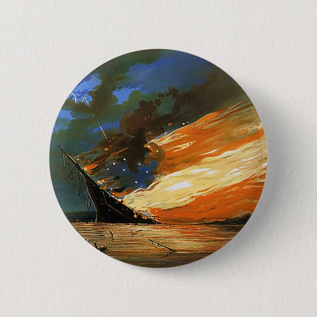 Vintage abstraktes brennendes Flagge-Button Button (Vorderseite)