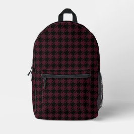 Vintage Academia Black and Dark Garnet Hahnentritt Bedruckter Rucksack