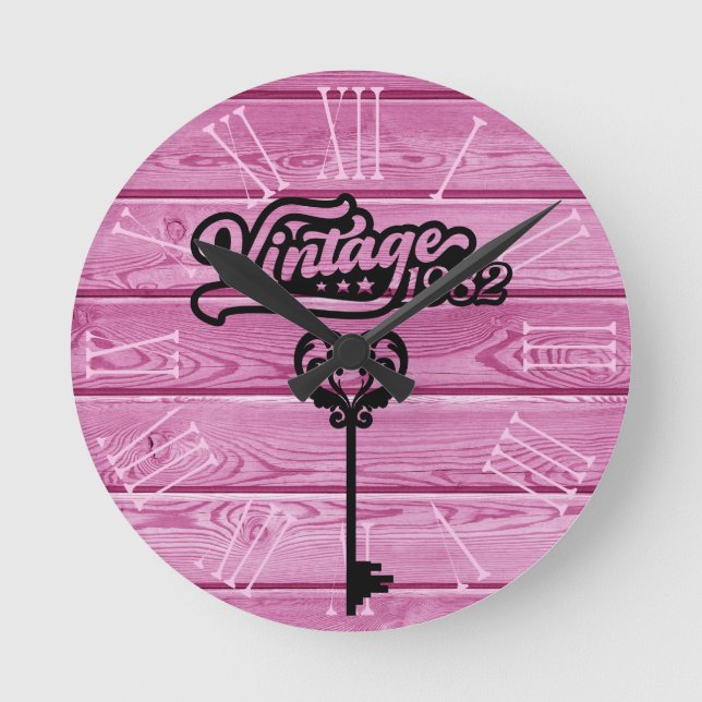 Vintage Acrylmauer-Uhr von 1982 Runde Wanduhr (Vorderseite)